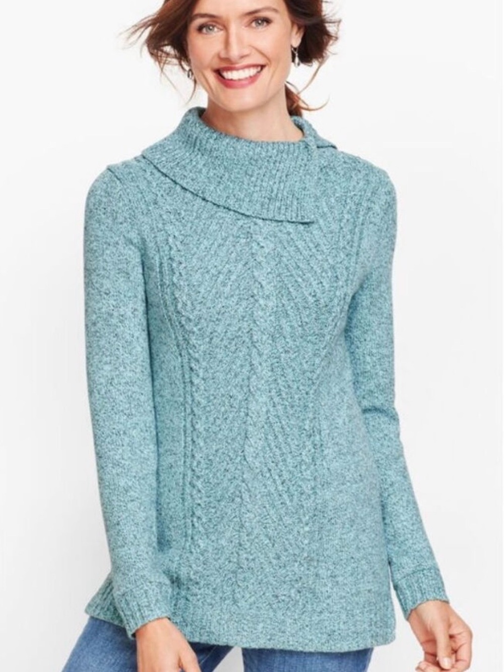 Talbots 100% Cotton Blue Cable Knit Sweater S